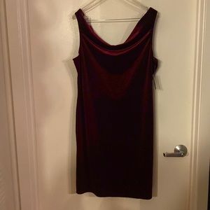 Marina burgundy velvet like dress new size 14